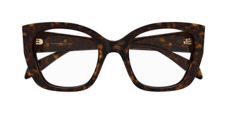 Alexander McQueen AM0379O women Havana Squared Eyeglasses