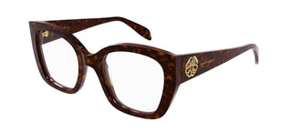 Alexander McQueen AM0379O women Havana Squared Eyeglasses