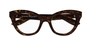 Alexander McQueen AM0395O women Havana Squared Eyeglasses