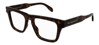 Alexander McQueen AM0400O men Havana Squared Eyeglasses