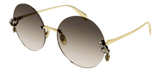 Alexander McQueen AM0418S women Gold Round Sunglasses