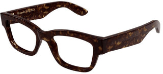 Alexander McQueen AM0422O women Havana Squared Eyeglasses