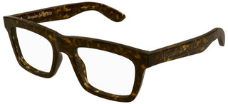 Alexander McQueen AM0423O men Havana Squared Eyeglasses