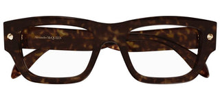 Alexander McQueen AM0428O unisex Havana Squared Eyeglasses