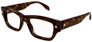 Alexander McQueen AM0428O unisex Havana Squared Eyeglasses