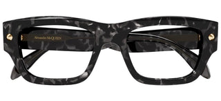 Alexander McQueen AM0428O unisex Havana Squared Eyeglasses