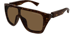 Alexander McQueen AM0430S men Havana Shield Sunglasses