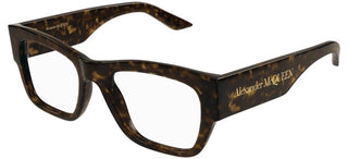 Alexander McQueen AM0436O women Havana Squared Eyeglasses