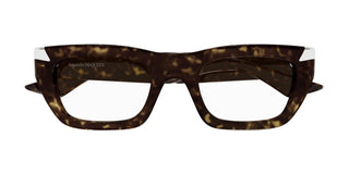 Alexander McQueen AM0444O unisex Havana Squared Eyeglasses