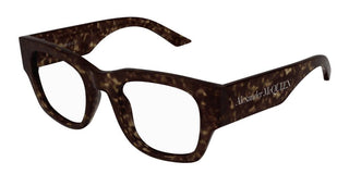 Alexander McQueen AM0455O women Havana Squared Eyeglasses