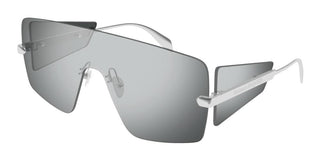 Alexander McQueen AM0460S men Silver Shield Sunglasses