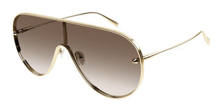 Alexander Mcqueen Am0481s Unisex Gold Shield Sunglasses