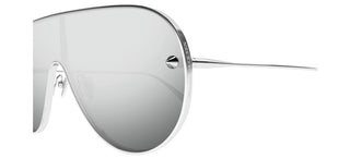 Alexander McQueen AM0481S unisex Silver Shield Sunglasses