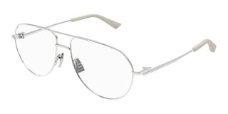 Bottega Veneta BV1302O unisex Silver Pilot Eyeglasses