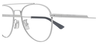 Bottega Veneta BV1340O unisex Silver Pilot Eyeglasses