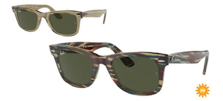 Ray-Ban CHANGE WAYFARER RB 2140 unisex Green Squared Sunglasses