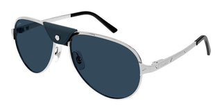 Cartier Santos De Cartier Ct0034s Men Silver Pilot Sunglasses