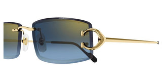 Cartier The Signature C De Cartier line is as respectful of the Maison’s rich tradition as it is edgy and innovative in its reinterpretation of vintage allure, expressed in a rimless rectangular shape enriched with the exquisite C Décor detail as an instant reference to Cartier’s iconic jewellery pieces. CT0465S men Gold Squared Sunglasses