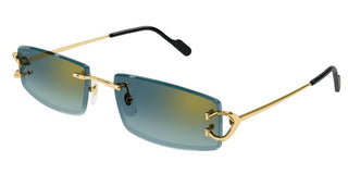 Cartier The Signature C De Cartier line is as respectful of the Maison’s rich tradition as it is edgy and innovative in its reinterpretation of vintage allure, expressed in a rimless rectangular shape enriched with the exquisite C Décor detail as an instant reference to Cartier’s iconic jewellery pieces. CT0465S men Gold Squared Sunglasses