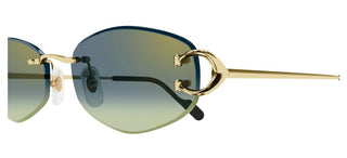 Cartier The Signature C De Cartier line is as respectful of the Maison’s rich tradition as it is edgy and innovative in its reinterpretation of vintage allure, expressed in a rimless rectangular shape enriched with the exquisite C Décor detail as an instant reference to Cartier’s iconic jewellery pieces. CT0467S women Gold Rectangle Sunglasses