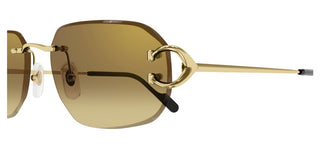 Cartier The Signature C De Cartier line is as respectful of the Maison’s rich tradition as it is edgy and innovative in its reinterpretation of vintage allure, expressed in a rimless rectangular shape enriched with the exquisite C Décor detail as an instant reference to Cartier’s iconic jewellery pieces. CT0468S men Gold Rectangle Sunglasses