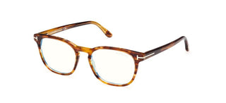 Tom Ford FT5868-B BLUE BLOCK men Brown Squared Eyeglasses