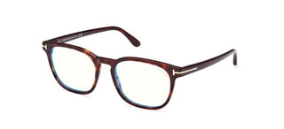 Tom Ford FT5868-B BLUE BLOCK men Havana Squared Eyeglasses