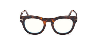 Tom Ford FT5873-B BLUE BLOCK men Havana Squared Eyeglasses