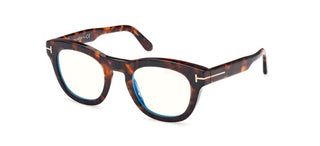 Tom Ford FT5873-B BLUE BLOCK men Havana Squared Eyeglasses