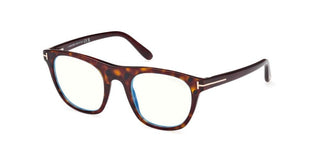 Tom Ford FT5895-B BLUE BLOCK men Havana Geometric Eyeglasses