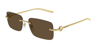 Gucci Gg1703s Men Gold Rectangle Sunglasses