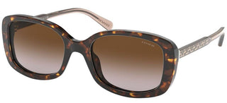 Coach HC 8278 women Havana Geometric Sunglasses