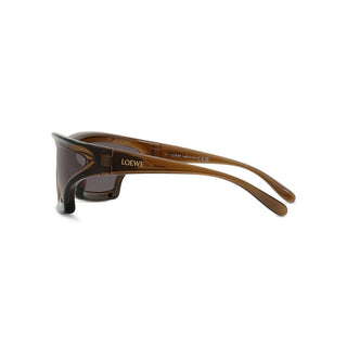 LOEWE LW40143U men Brown Shield Sunglasses