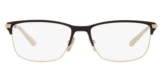 Prada PR 55ZV men Brown Geometric Eyeglasses