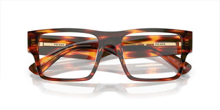 Prada PR A08V men Havana Geometric Eyeglasses