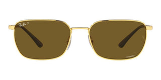 Ray-Ban RB 3684CH unisex Gold Rectangle Sunglasses