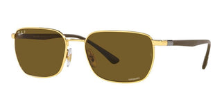 Ray-Ban RB 3684CH unisex Gold Rectangle Sunglasses