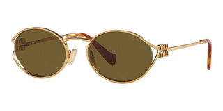 Miu Miu SMU 52YS women Gold Round Sunglasses